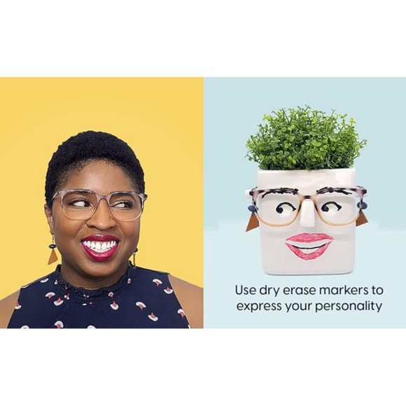 NEW Plant Flower Pot Novelty Face Planter Personality Ceramic Holder Home Decor - Picture 3 of 11